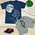 CONJUNTO MENINO CAMISETA AZUL ESCURO SILK DE DINOSAURO E LUA  C/ BERMUDA CINZA- TAMANHO 1 AO 8 - Imagem 2