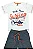 CONJUNTO MENINO CAMISETA BRANCA SILK SURFING SHARK  C/ BERMUDA LISTRA - TAMANHO 1 AO 8 - Imagem 1