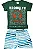 CONJUNTO MENINO CAMISETA VERDE C/ SILK BROOKLY C/ BERMUDA BRANCA COM LISTRAS - TAMANHO 1 AO 8 - Imagem 1