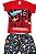 CONJUNTO MENINO CAMISETA VERMELHA C/ SILK SURF FUN C/ BERMUDA ESTAMPA BEACH - TAMANHO 1 AO 8 - Imagem 1