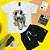 CONJUNTO MENINO CAMISETA BRANCA SILK DE DINOSSAURO REX DE ÓCULOS C/ BERMUDA PRETA - TAMANHO 1 AO 8 - Imagem 2
