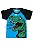 CONJUNTO MENINO CAMISETA AZUL/PRETA C/ SILK DINOUSAURO C/ BERMUDA PRETA- TAMANHO 1 AO 8 - Imagem 3