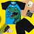 CONJUNTO MENINO CAMISETA AZUL/PRETA C/ SILK DINOUSAURO C/ BERMUDA PRETA- TAMANHO 1 AO 8 - Imagem 2