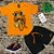 CONJUNTO MENINO CAMISETA LARANJA SILK DE DINOSSAURO REX DE ÓCULOS C/ BERMUDA PRETA - TAMANHO 1 AO 8 - Imagem 2