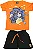 CONJUNTO MENINO CAMISETALARANJA SILK ASTRONALTA C/ BERMUDA PRETA- TAMANHO 1 AO 8 - Imagem 1