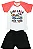 CONJUNTO MENINO CAMISETA BRANCA/SALMÃO C/ SILK CAMINHÃO C/DINOUSAURO  C/ BERMUDA PRETA - TAMANHO 1 AO 8 - Imagem 1