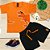 CONJUNTO MENINO CAMISETA LARANJA SILK DE DINOSSAURO  C/ BERMUDA PRETA  - TAMANHO 1 AO 8 - Imagem 2