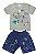 CONJUNTO MENINO CINZA COM SILK URBAN STAR C/ BERMUDA AZUL TAMANHO P AO GG - Imagem 1