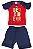 CONJUNTO MENINO AZUL C/VERMELHO COM SILK BEST KID EVER C/ BERMUDA AZUL TAMANHO P AO GG - Imagem 1