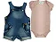 CONJUNTO JARDINEIRA FEM JEANS ANNA 2256  COM BODY  ROSA TAMANHOS P AO 1 - Imagem 4