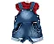CONJUNTO JARDINEIRA FEM JEANS ANNA 2256  COM BODY VERMELHO TAMANHOS P AO 1 - Imagem 1