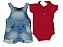 CONJUNTO JARDINEIRA JEANS LÉO   2258 - Tamanho 2-4 meses - Imagem 3