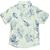 CAMISA MENINO FLORAL DE LINHO FUNDO COR AREIA COM FOLHAGEM AZUL - TAMANHO 2 À 8 - Imagem 1