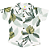 CAMISA MENINO FLORAL DE MALHA COR BRANCA OU PRETA DE FUNDO COM FOLHAS DIVERSAS - TAMANHO 2 À 8 - Imagem 1