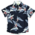 CAMISA MENINO FLORAL DE LINHO  FUNDO AZUL ESCURO COM FOLHAGEM - TAMANHO 2 À 8 - Imagem 1