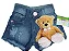SHORTS JEANS MENINA COM APLIQUE PATCH DE URSINHO MOSCHINO  E POM-POM - TAMANHOS 2 AO 8 - Imagem 2