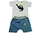 CONJUNTO CAMISETA COM SILK DE DINOSSAURO E SHORTS SARUEL COM DETALHE DE ZIPER- TAMANHO 6-9 MESES - Imagem 3