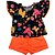 CONJ NANAI CROPPED + SHORTS SALMÃO NEON  TAMANHO 1 AO 8 - Imagem 1