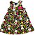 VESTIDO PIPA BY KYLY PRETO GATINHAS COM LAÇO ROSA - Imagem 1