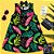 VESTIDO PIPA BY KYLY PRETO FOLHAGEM VERDE COM LAÇO ROSA - Imagem 2