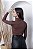 Blusa Cacharrel Manga Cumprida Café Viscolaycra - Imagem 2
