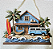 Quadro Decorativo 3D | Casa de Praia com Kombi – 24,5×19 cm - Imagem 1