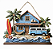 Quadro Decorativo 3D | Casa de Praia com Kombi – 24,5×19 cm - Imagem 3