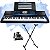Kit Teclado Casio MZ-X500 Arranjador Profissional 5/8 Azul Com Suporte - Imagem 1