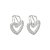 Brinco prata 925 argola coração pedras cravada feminina kit - Imagem 1