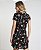 Vestido feminino curto estampado floral manga curta preto - Imagem 2