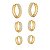 Trio De Brincos Argolas Cravejadas- Banhado Em Ouro18k - Imagem 1