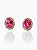Brinco Oval Rosa Pink Cravejado Stella- Banhado Em Ródio Branco - Imagem 1