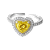 Anel Coração  Fancy Yellow- Ajustável - Banhado em Ródio Branco - Imagem 1