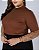 T-SHIRT GOLA ALTA LISA - MARROM - Imagem 8