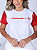 T-SHIRT ILUMINADA (MANGA PAETE VERMELHA) - BRANCO - Imagem 2