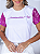 T-SHIRT ILUMINADA (MANGA PAETE ROXO) - BRANCO - Imagem 2