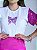 T-SHIRT BORBOLETA (MANGA PAETE ROXO) - BRANCO - Imagem 2