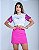 T-SHIRT HAPPINESS (MANGA PAETE ROXO) - BRANCO - Imagem 1