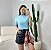 T-SHIRT GOLA ALTA LISA - AZUL CEU - Imagem 5