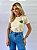 T-SHIRT TIGRE FOLHAS (BORDADA) - BEGE NATURAL - Imagem 1