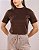 T-SHIRT GOLA ALTA LISA - MARROM EXPRESSO - Imagem 3