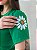 T-SHIRT MANGA PRINCESA FLOR E CORAÇAO (BORDADA) - VERDE BANDEIRA - Imagem 2