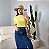 T-SHIRT GOLA ALTA LISA - AMARELO MANTEIGA - Imagem 5