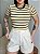 T-SHIRT CANELADA LISTRADA - PRETO E BEGE AMENDOA - Imagem 3