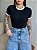 T-SHIRT CANELADA BICOLOR - PRETO - Imagem 3