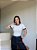 T-SHIRT CANELADA BICOLOR - OFF WHITE - Imagem 1