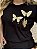 T-SHIRT TRIO BORBOLETAS OMBRO APLICAÇÃO - PRETO - Imagem 3
