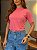 T-SHIRT GOLA ALTA LISA - CORAL - Imagem 3