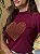 T-SHIRT GOLA ALTA CORAÇÃO COM STRASS - BORDO - Imagem 2