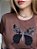 T-SHIRT BORBOLETA LANTEJOULAS - MARROM - Imagem 2